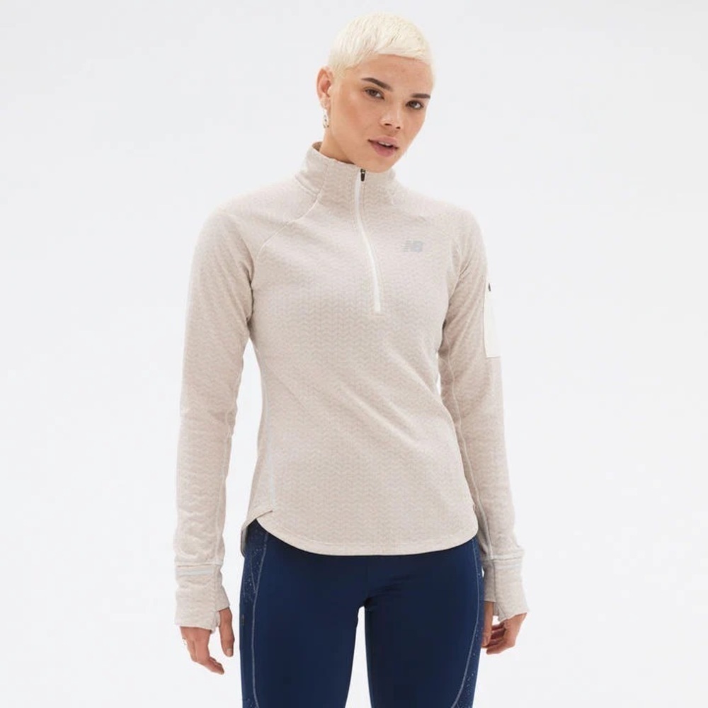 New Balance beige Heat Grid Half Zip pullover - Medium